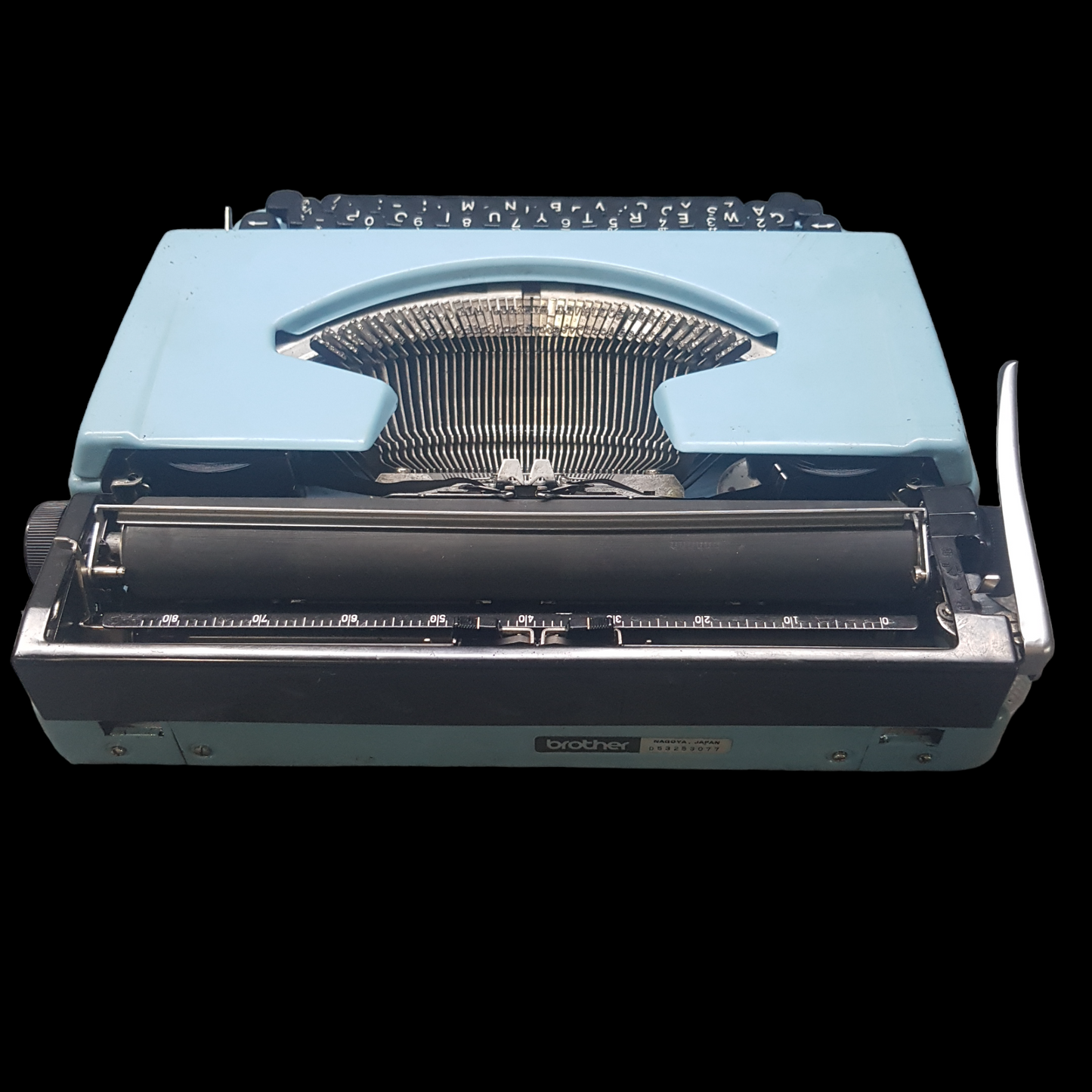 Image of Brother Charger 11 Typewriter. Portable Typewriter. Original Blue. Made in Japan. Available from universaltypewritercompany.in.