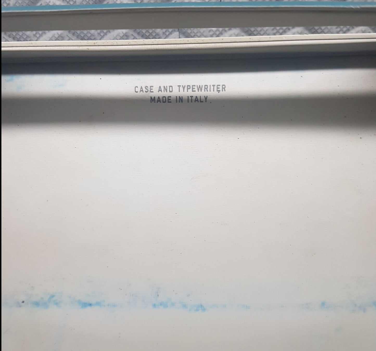 Image of Olivetti Lettera 32 Typewriter. Portable Typewriter. Original Blue. Italian Made. Available with cover. Available from universaltypewritercompany.in