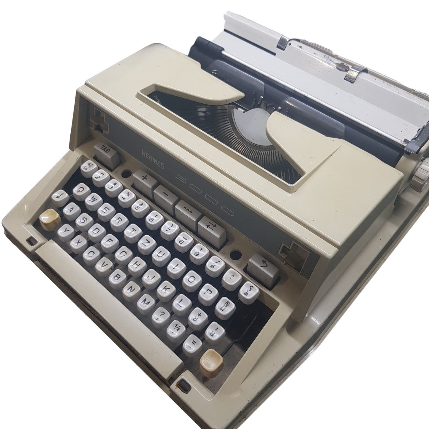 Image of Hermes 3000 Typewriter. Big Portable Typewriter. Swiss Made. Available from universaltypewritercompany.in