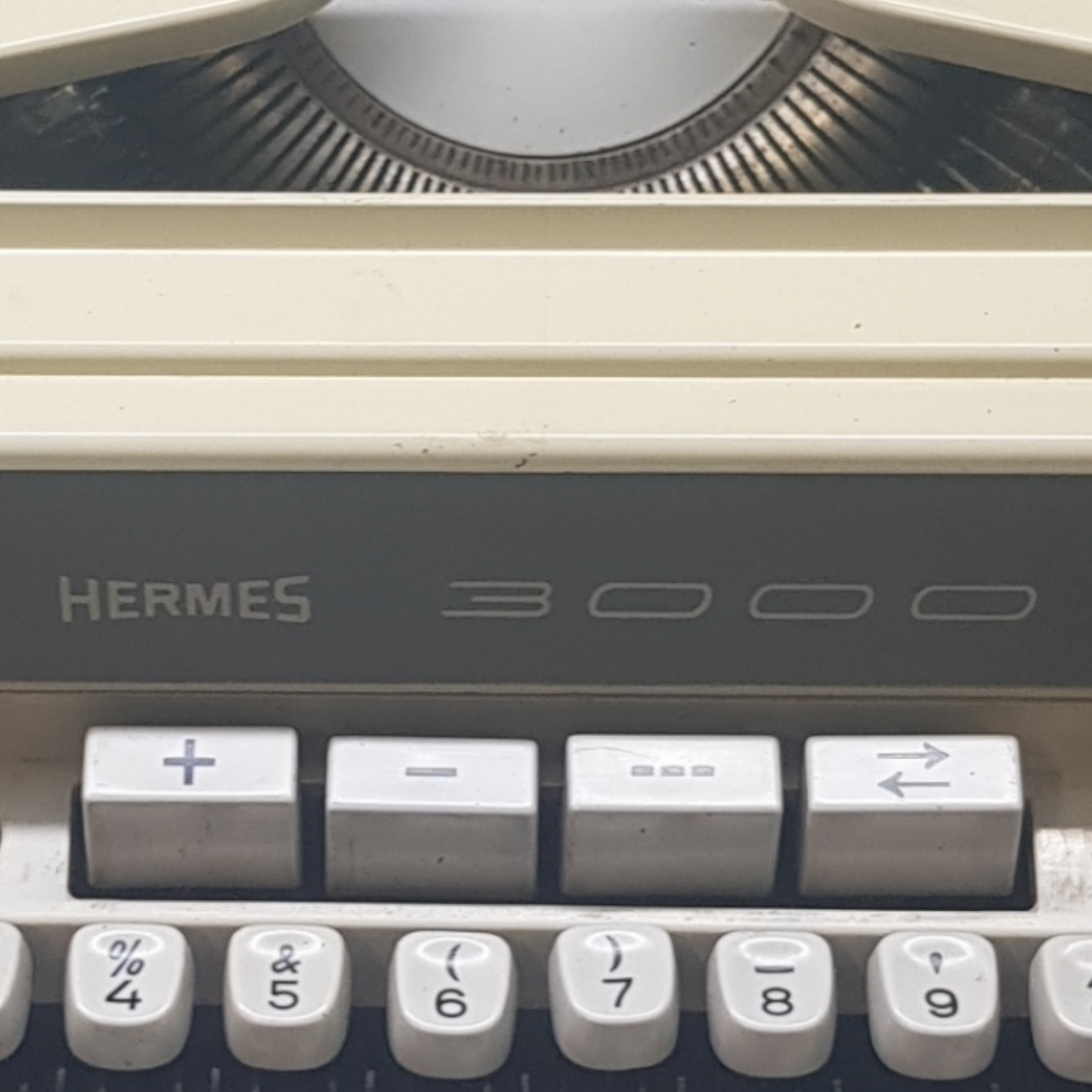 Image of Hermes 3000 Typewriter. Big Portable Typewriter. Swiss Made. Available from universaltypewritercompany.in