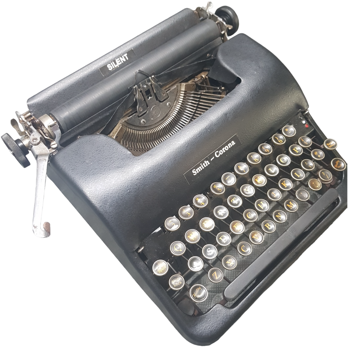 Image of Smith Corona Silent Vintage Typewriter. A Classic Vintage Mid size typewriter. Made in the USA. Available from Universal Typewriter Company.