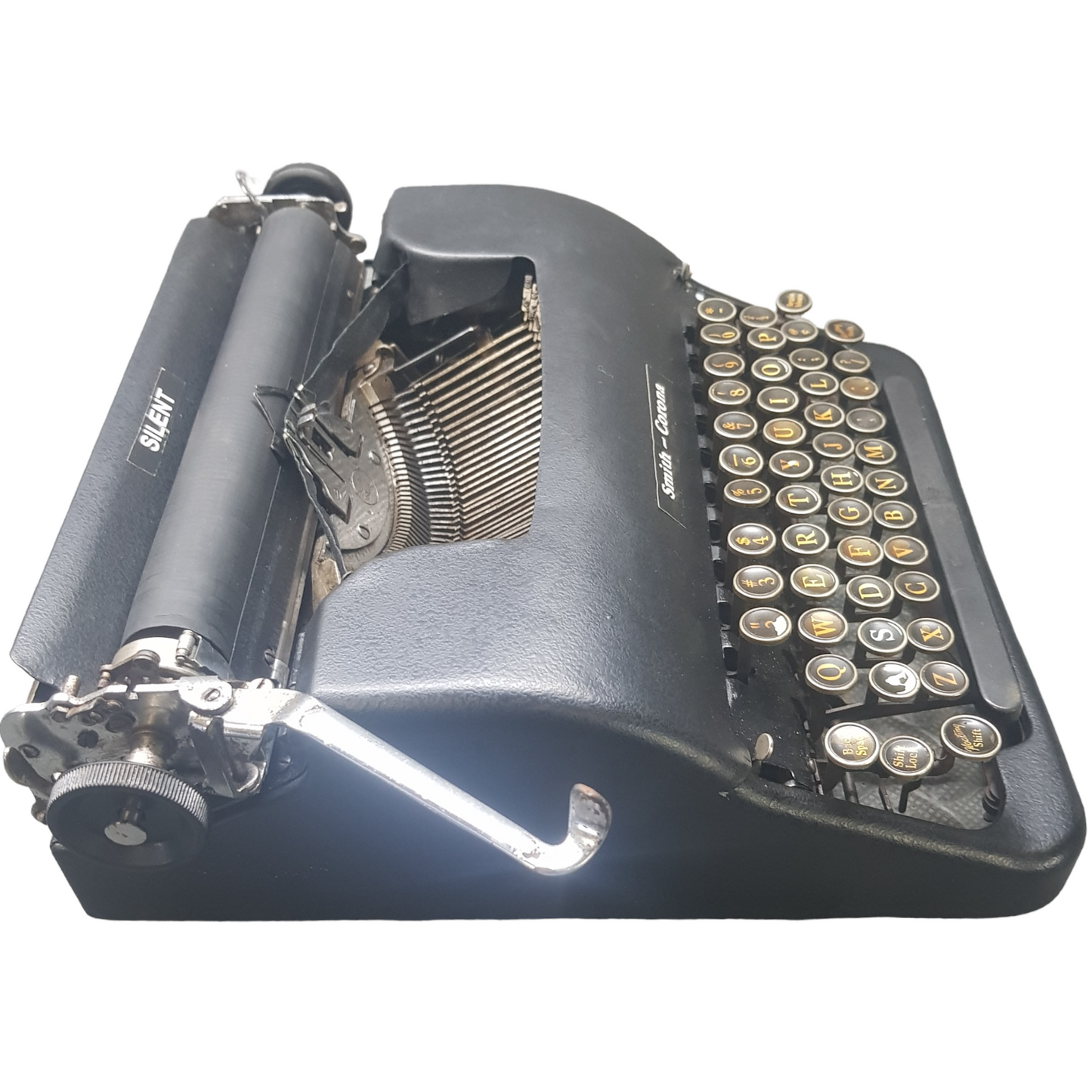 Image of Smith Corona Silent Vintage Typewriter. A Classic Vintage Mid size typewriter. Made in the USA. Available from Universal Typewriter Company.