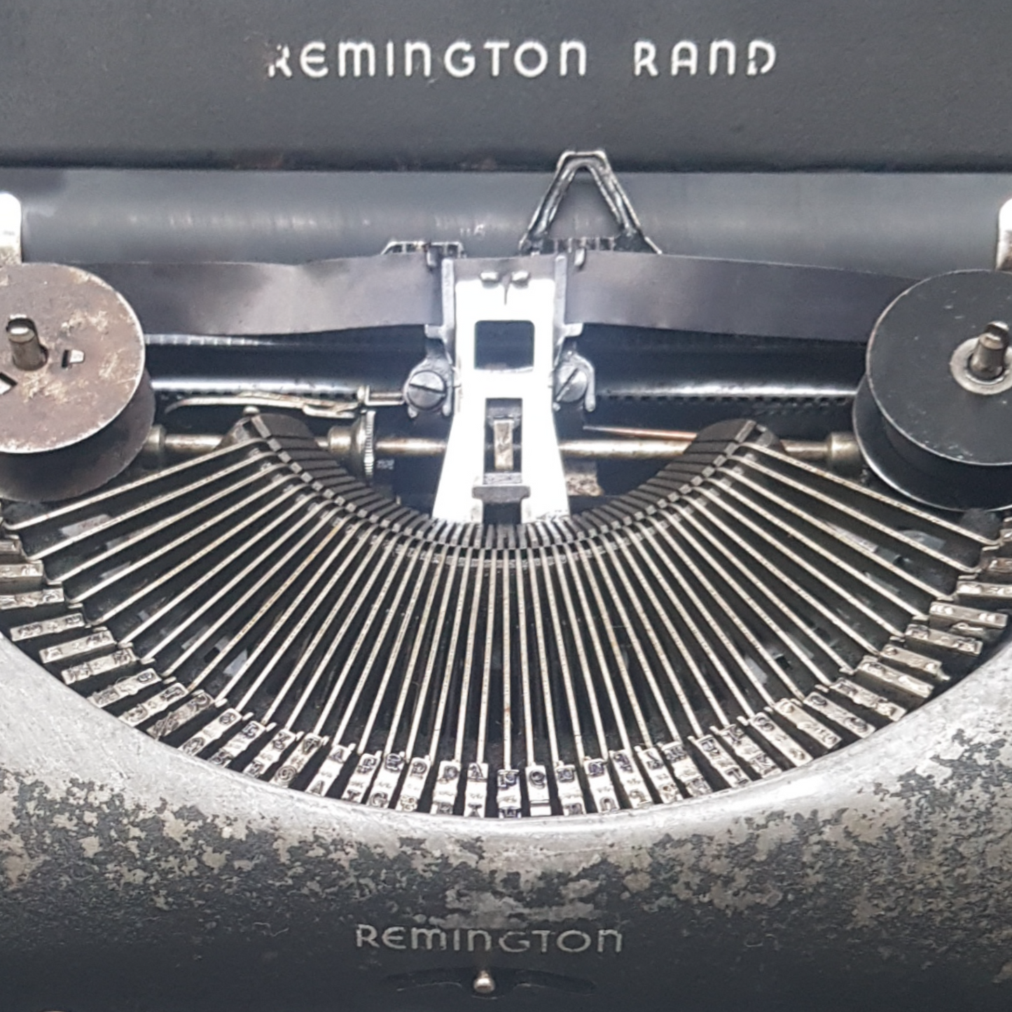 Image of Remington 5 Model Typewriter. A mid Size Portable Typewriter. Made in the USA. Available from Universal Typewriter Company.