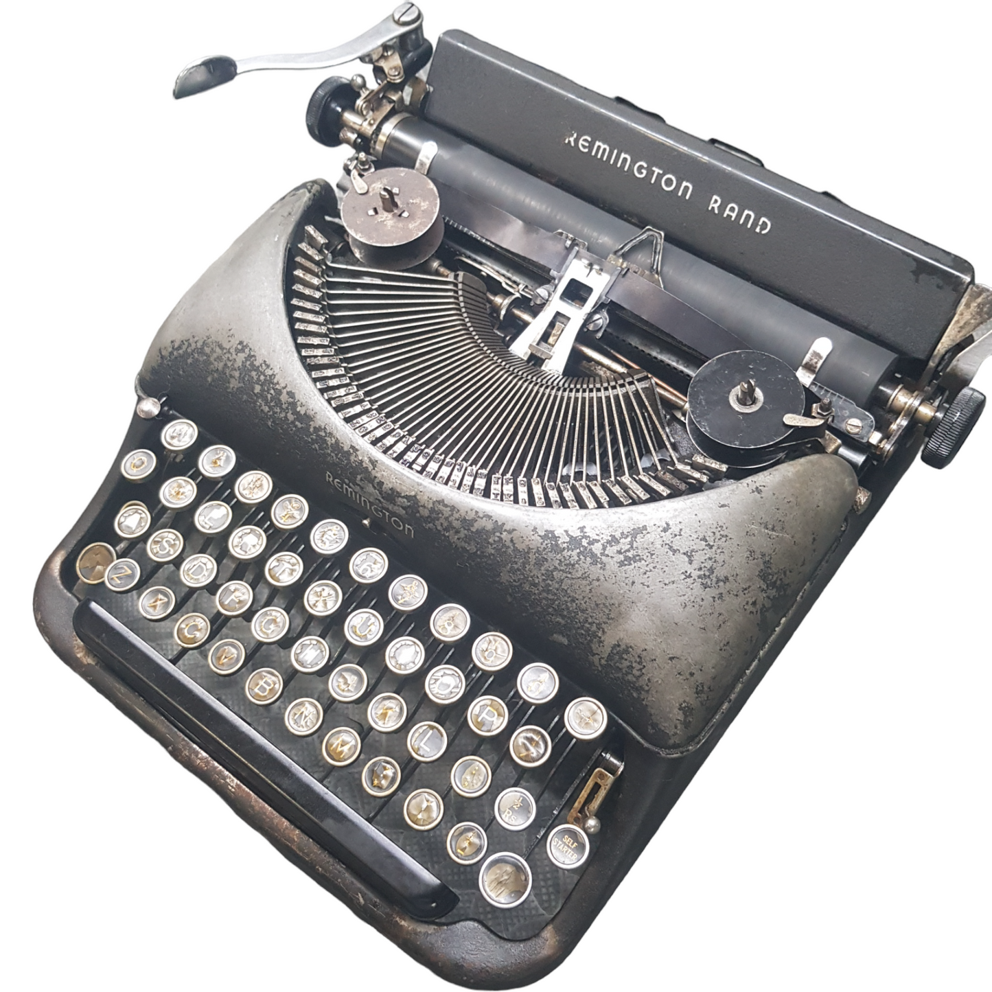 Image of Remington 5 Model Typewriter. A mid Size Portable Typewriter. Made in the USA. Available from Universal Typewriter Company.