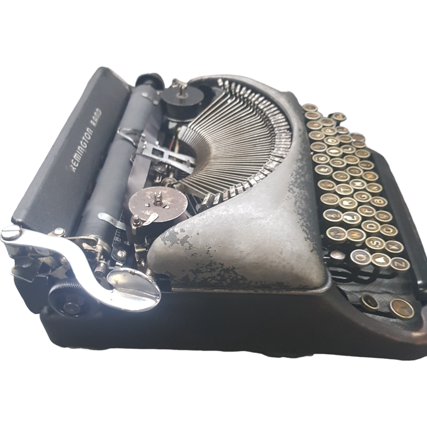 Image of Remington 5 Model Typewriter. A mid Size Portable Typewriter. Made in the USA. Available from Universal Typewriter Company.