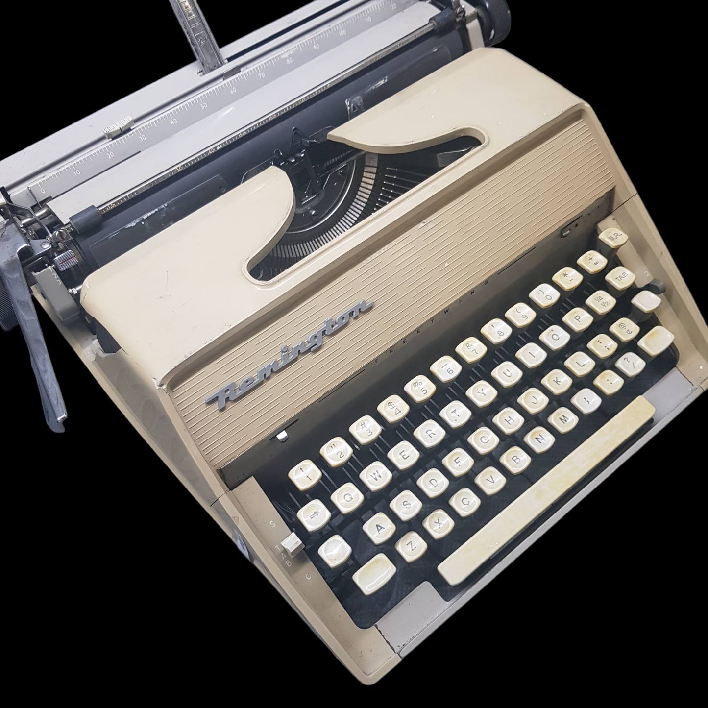 Image of Remington Monarch Fleetwing Typewriter. A Midsize Classic Portable Typewriter. Made in USA. Available from universaltypewritercompany.in