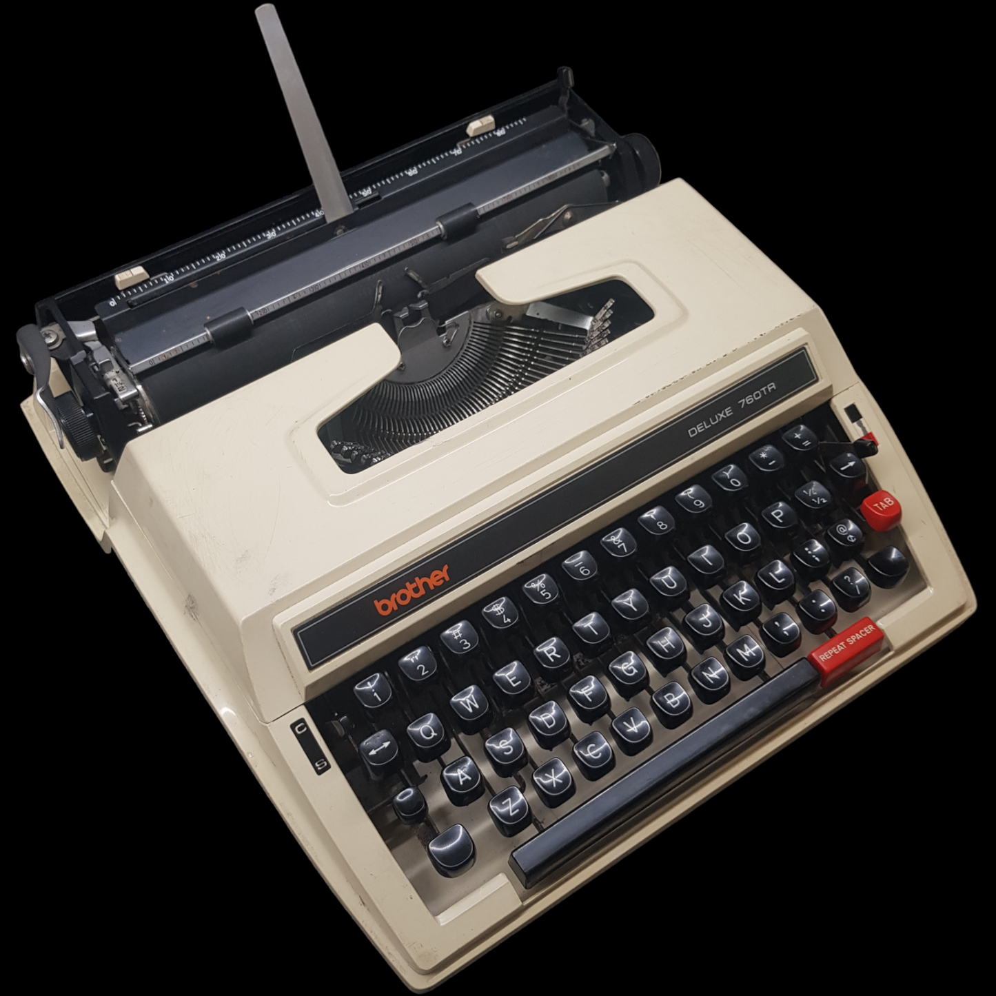 Image of Brother 760 TR Typewriter. Portable Typewriter. Fibre Body with TAB. Made in Japan. Available from universaltypewritercompany.in.