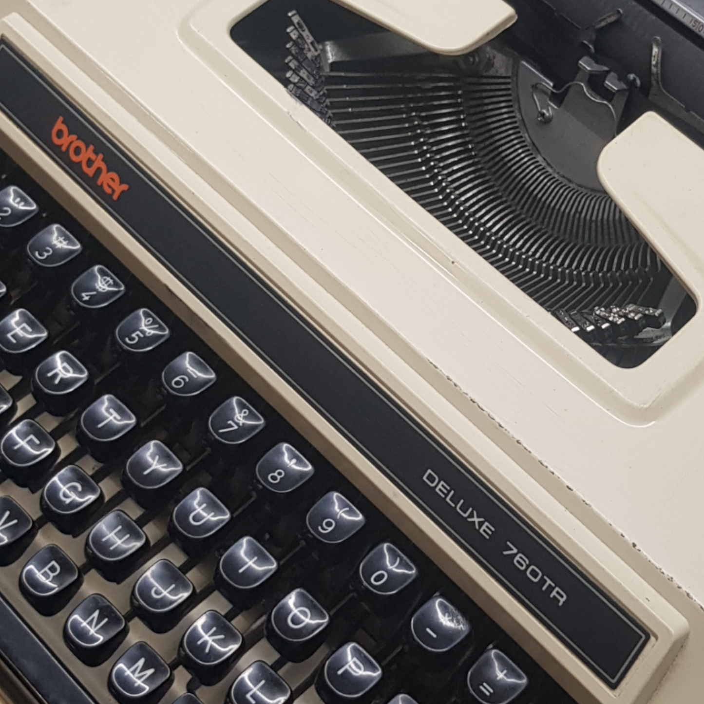 Image of Brother 760 TR Typewriter. Portable Typewriter. Fibre Body with TAB. Made in Japan. Available from universaltypewritercompany.in.