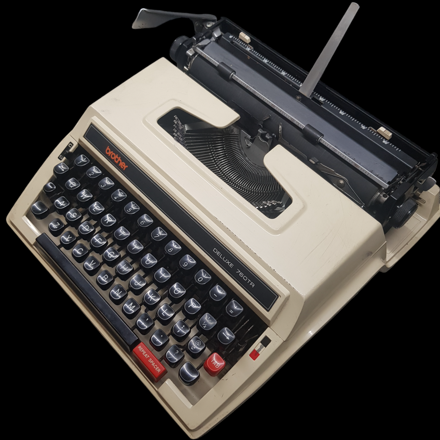 Image of Brother 760 TR Typewriter. Portable Typewriter. Fibre Body with TAB. Made in Japan. Available from universaltypewritercompany.in.