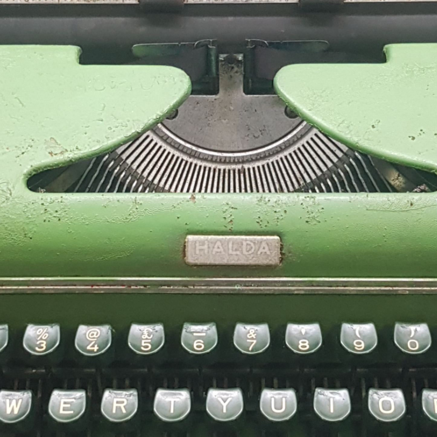 Image of Halda Typewriter. A Rare Portable Typewriter. Assembled in India. Available from Universal Typewriter Company.