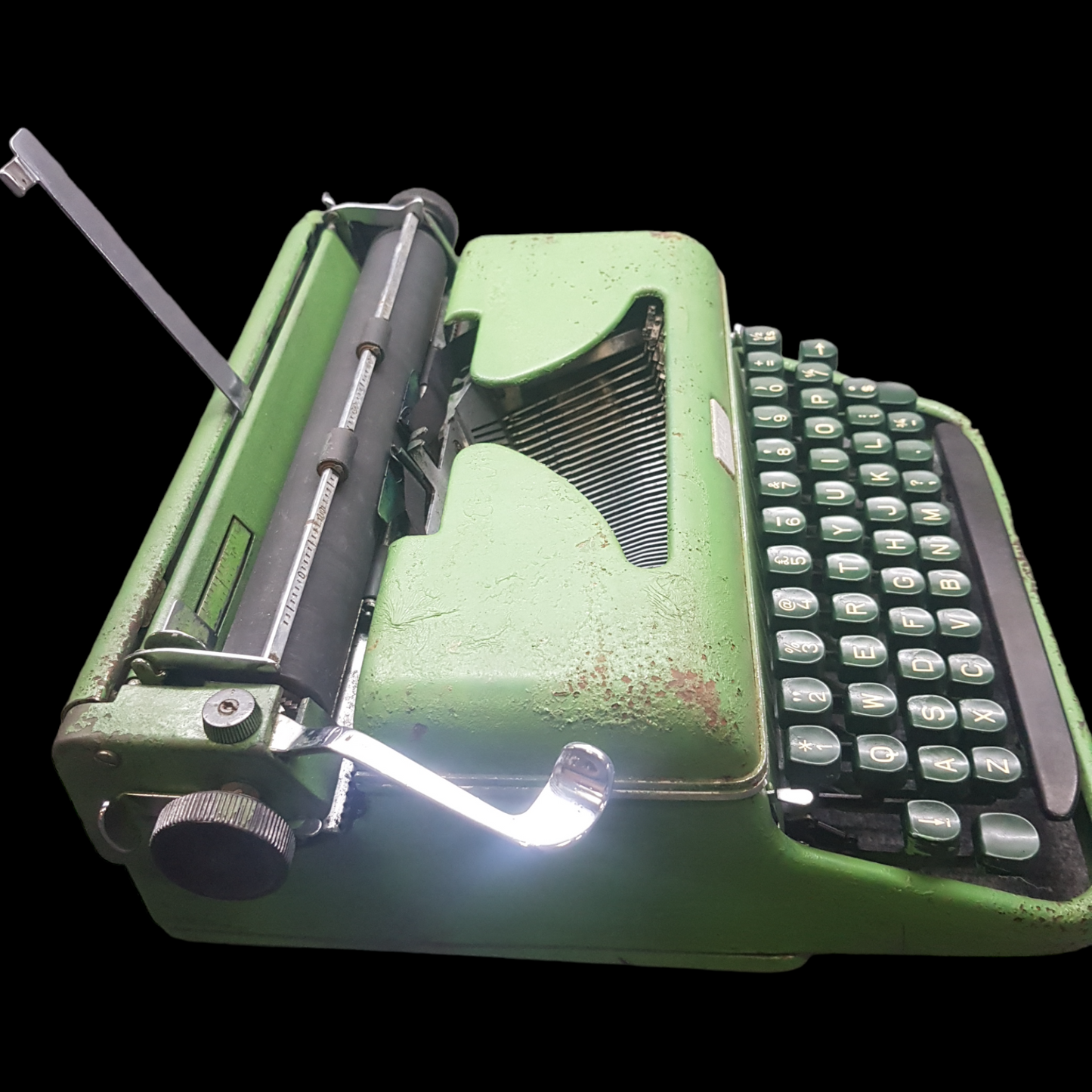Image of Halda Typewriter. A Rare Portable Typewriter. Assembled in India. Available from Universal Typewriter Company.