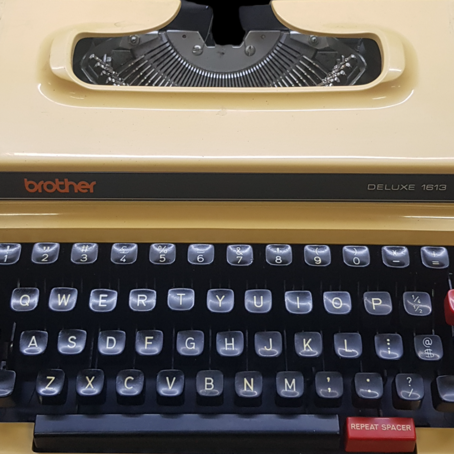 Image of Brother DLX 1613 Typewriter. Portable Typewriter. Fibre Body . Made in Japan. Available from universaltypewritercompany.in