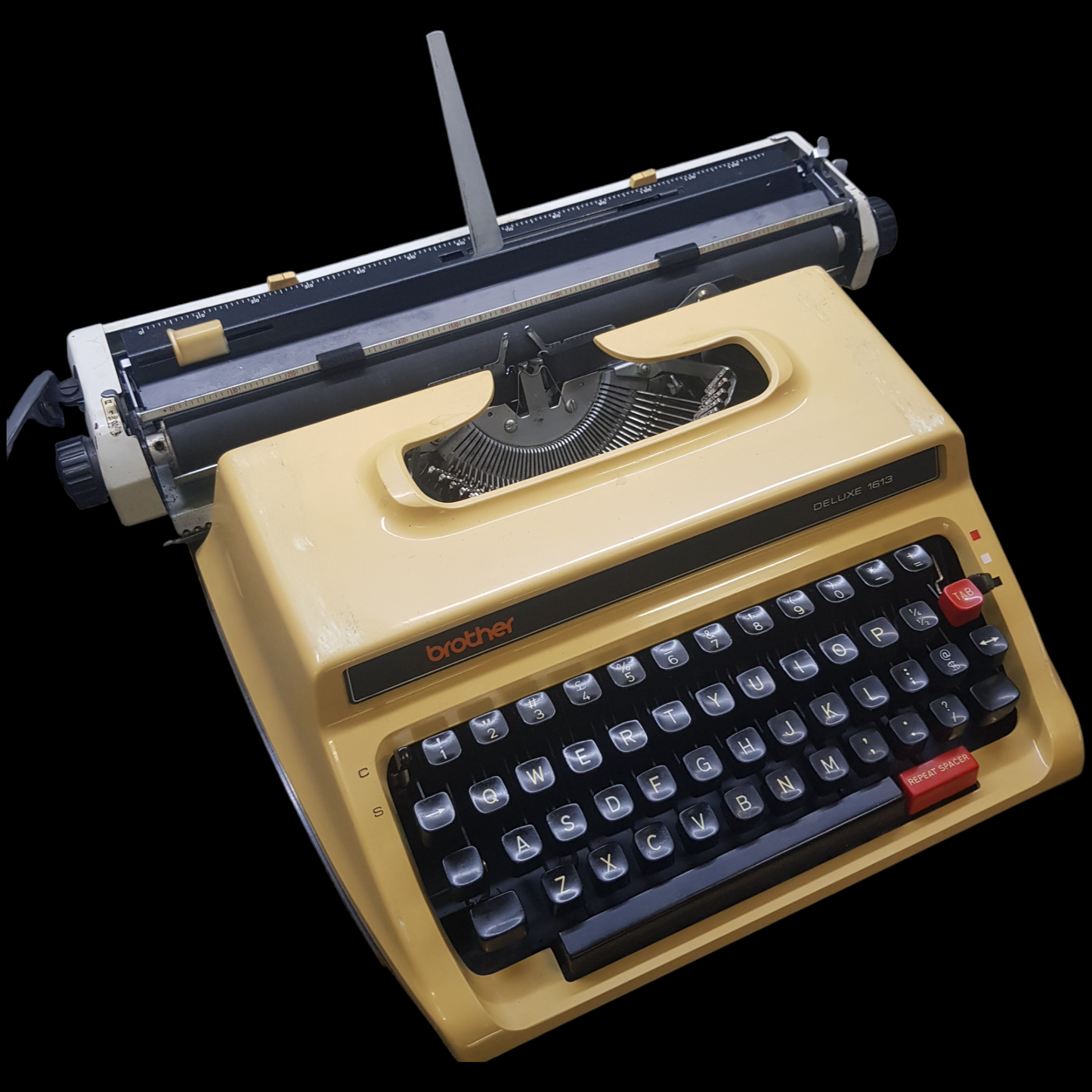 Image of Brother DLX 1613 Typewriter. Portable Typewriter. Fibre Body . Made in Japan. Available from universaltypewritercompany.in