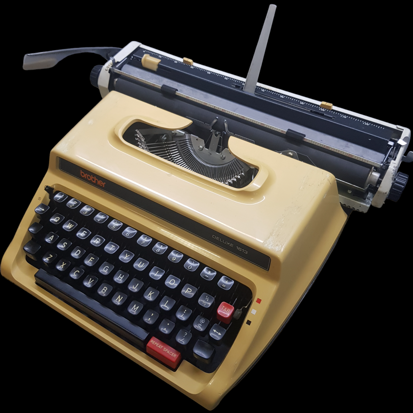 Image of Brother DLX 1613 Typewriter. Portable Typewriter. Fibre Body . Made in Japan. Available from universaltypewritercompany.in