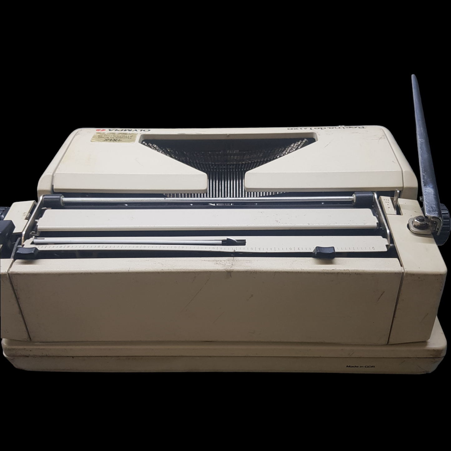 Image of Olympia Regina DLX Typewriter. A Midsize Portable Typewriter. Made in Germany. Fibre Body. Available from universaltypewritercompany.in.