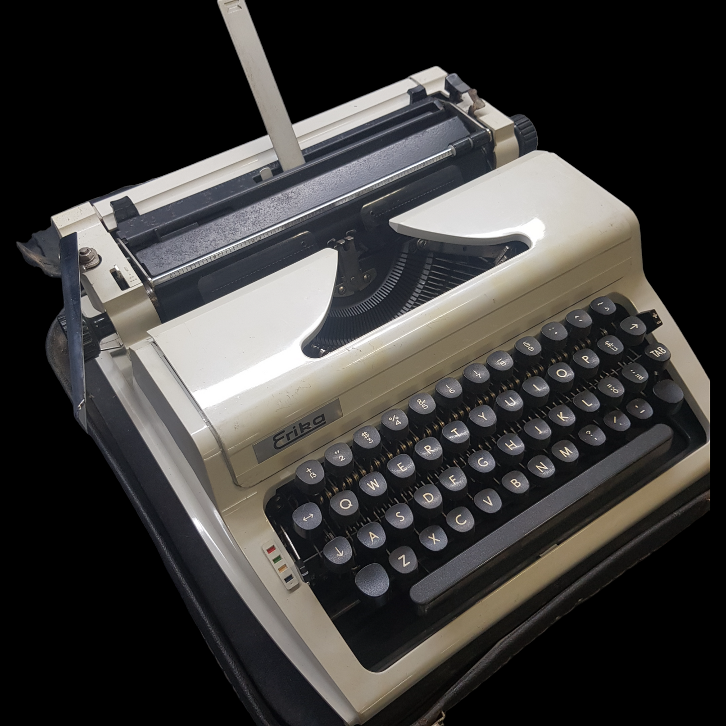 Image of Erika Model 42 Typewriter. Fibre body. Made in Germany. Available from universaltypewritercompany.in.