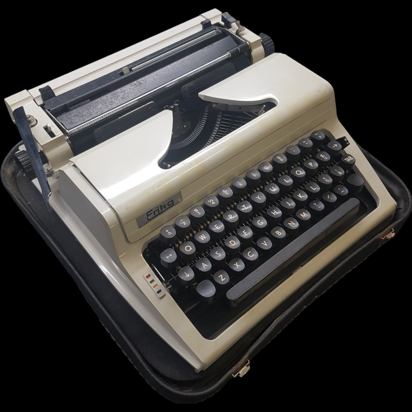 Image of Erika Model 42 Typewriter. Fibre body. Made in Germany. Available from universaltypewritercompany.in.