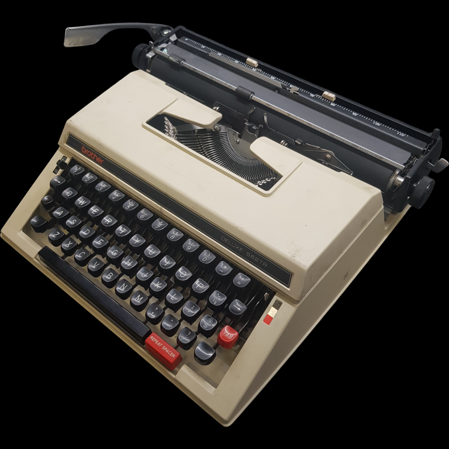 Image of Brother 562 TR Typewriter. Portable Typewriter. Fibre Body with TAB. Made in Japan. Available from universaltypewritercompany.in.