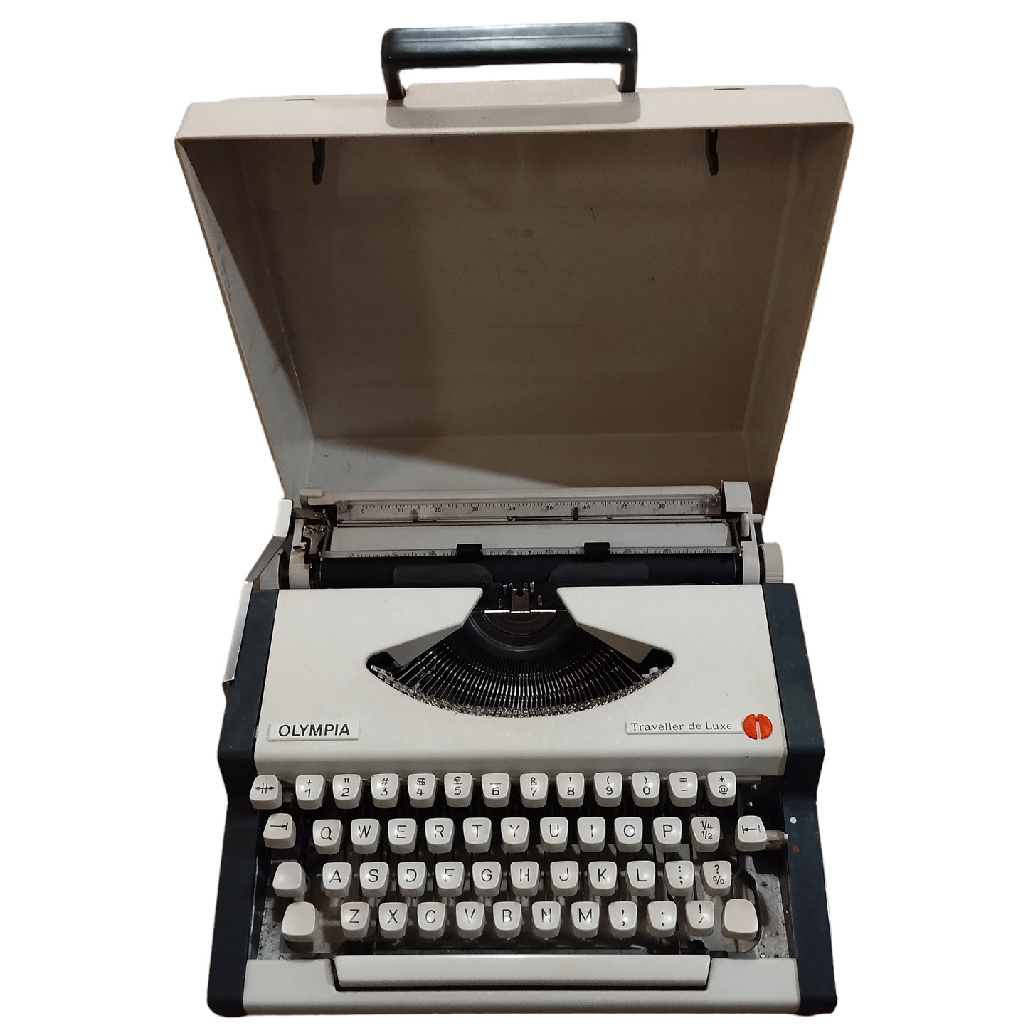 Image of Olympia Traveller de Luxe Typewriter. Available from universaltypewritercompany.in