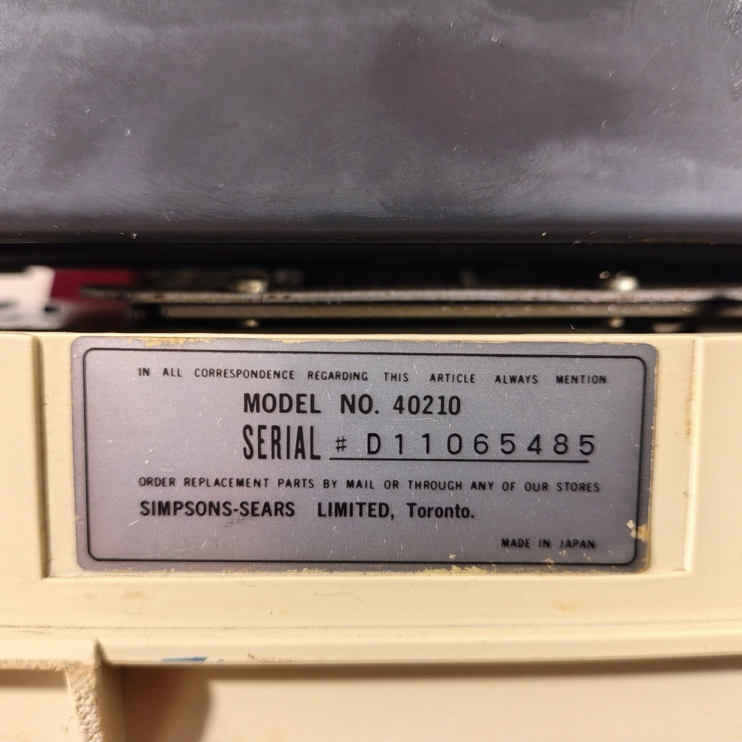 Image of Sears Portable Typewriter. Available from universaltypewritercompany.in