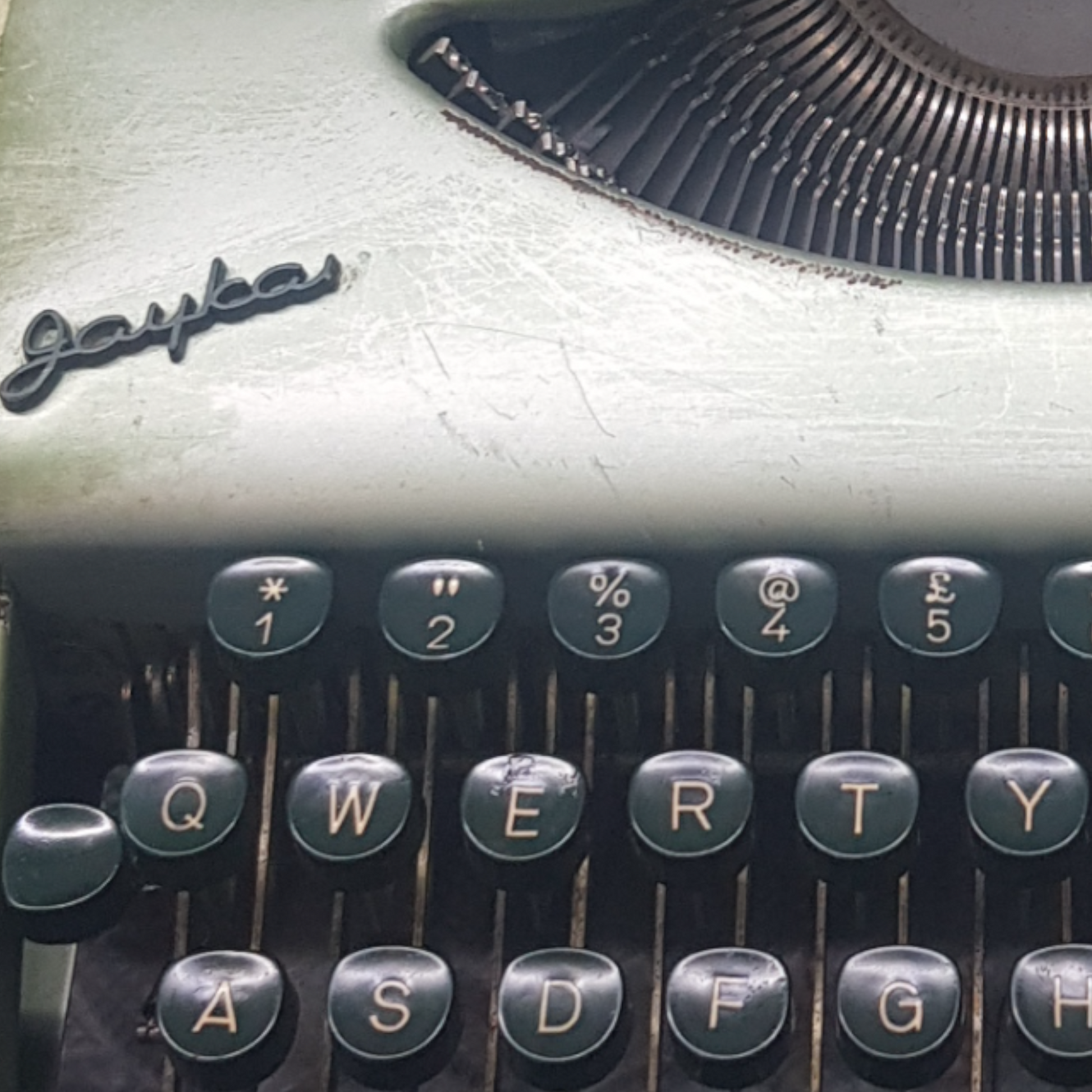 Image of Jaykay Typewriter. Portable Typewriter. Original Parrot Green. Made in India. Available from universaltypewritercompany.in