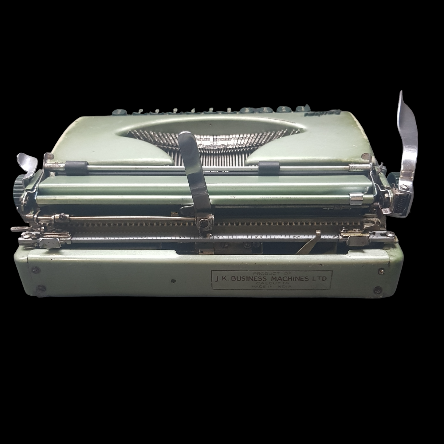 Image of Jaykay Typewriter. Portable Typewriter. Original Parrot Green. Made in India. Available from universaltypewritercompany.in