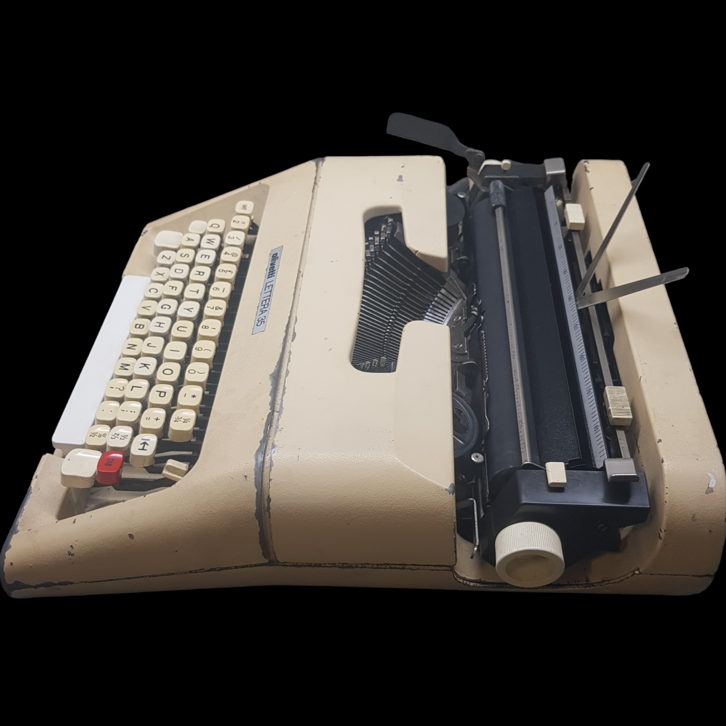 Image of Olivetti Lettera 35 Typewriter. Portable Typewriter. Made in Europe. Available with cover. Available from universaltypewritercompany.in