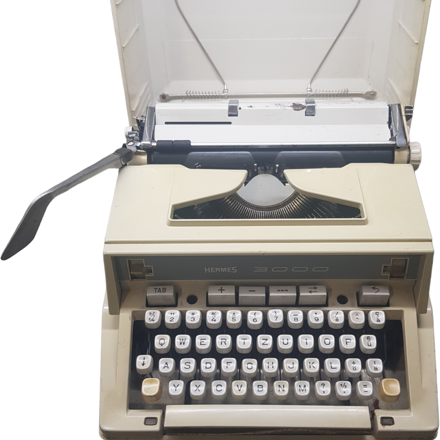 Image of Hermes 3000 Typewriter. Big Portable Typewriter. Swiss Made. Available from universaltypewritercompany.in