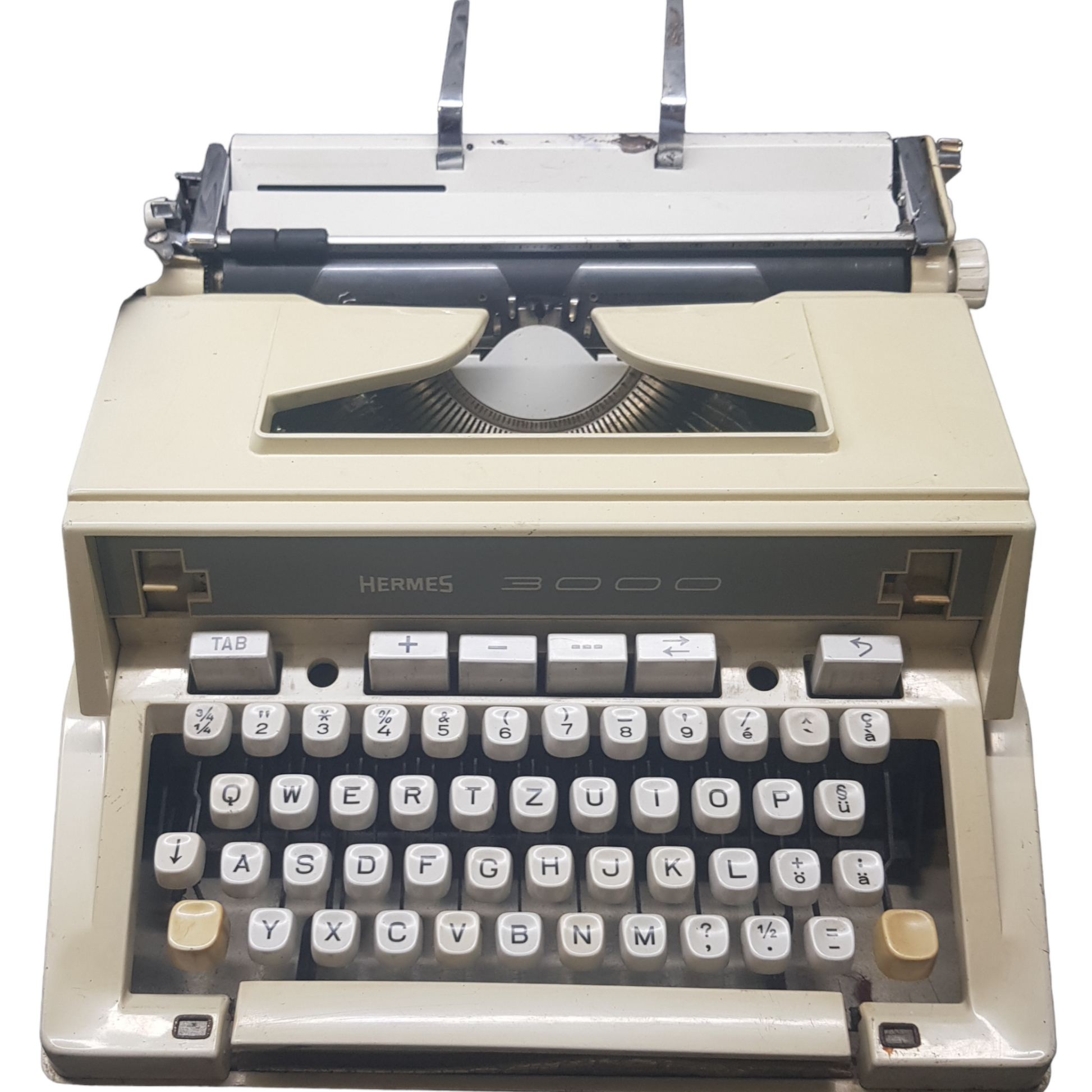 Image of Hermes 3000 Typewriter. Big Portable Typewriter. Swiss Made. Available from universaltypewritercompany.in