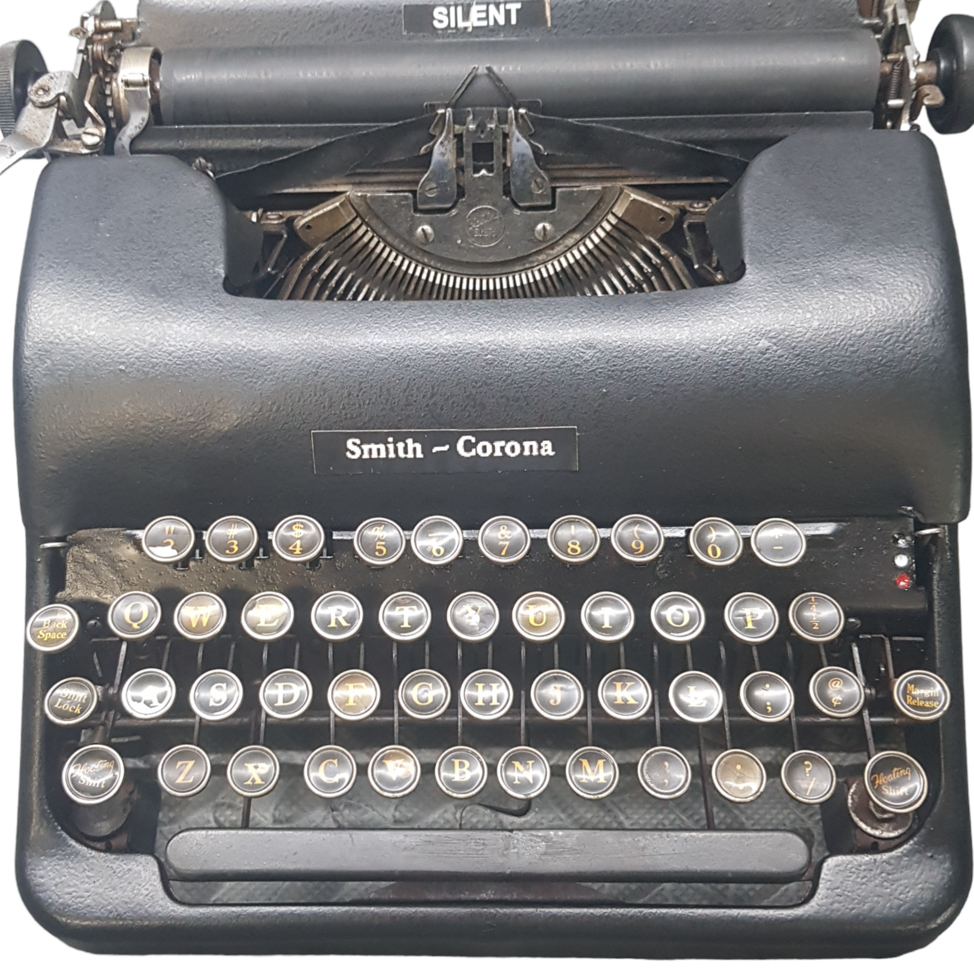 Image of Smith Corona Silent Vintage Typewriter. A Classic Vintage Mid size typewriter. Made in the USA. Available from Universal Typewriter Company.