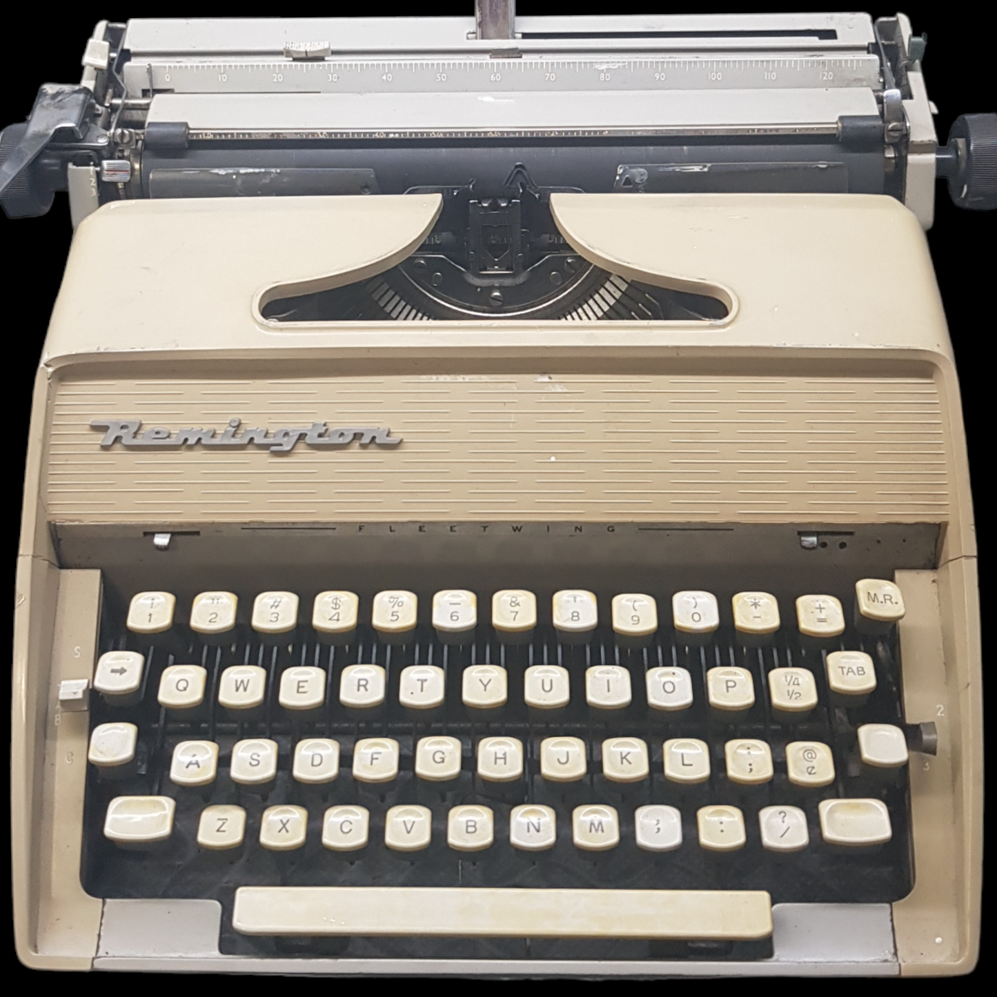 Image of Remington Monarch Fleetwing Typewriter. A Midsize Classic Portable Typewriter. Made in USA. Available from universaltypewritercompany.in