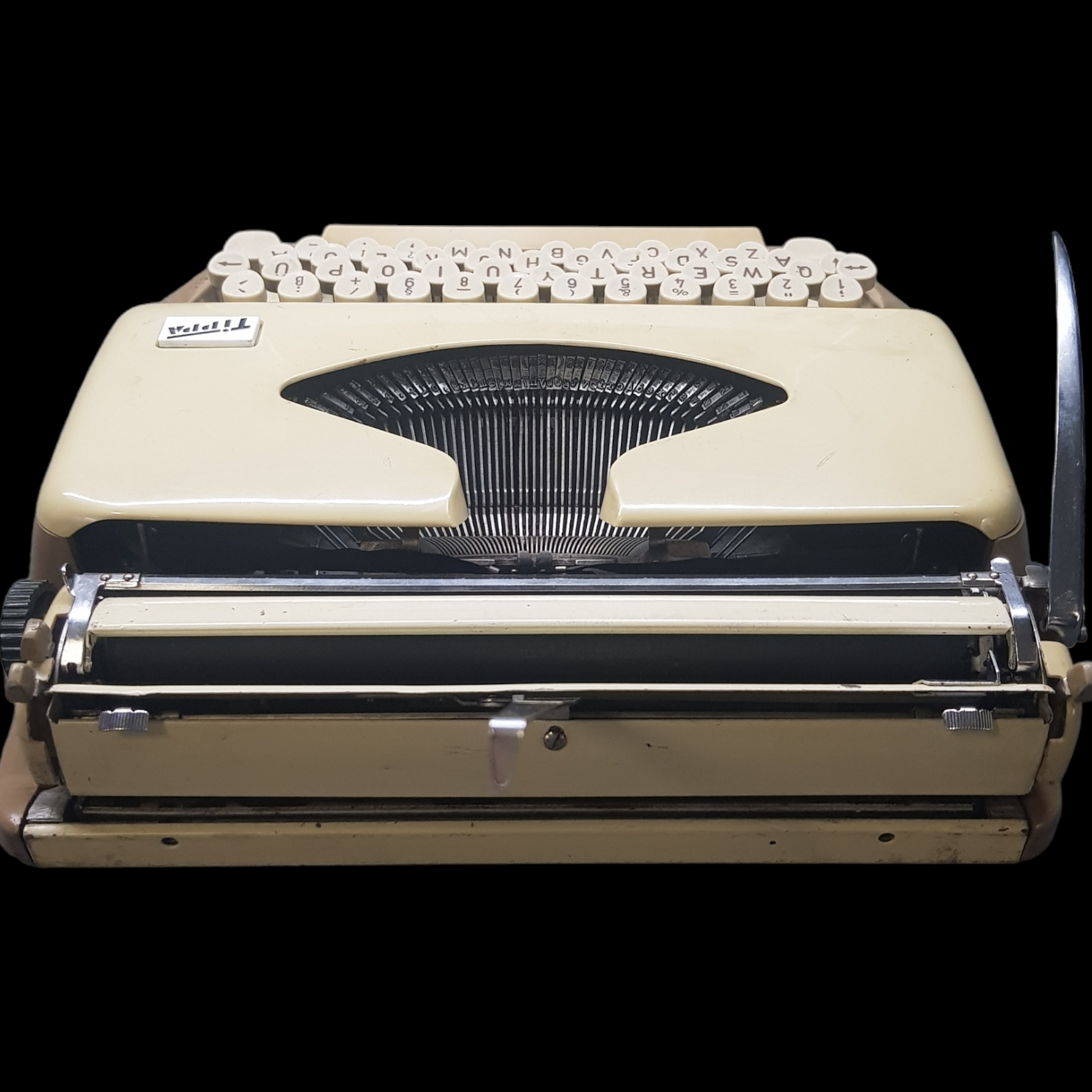 Image of Adler Tippa Portable Typewriter. Almost smallest portable typewriter. Made in Germany. Available from universaltypewritercompany.in