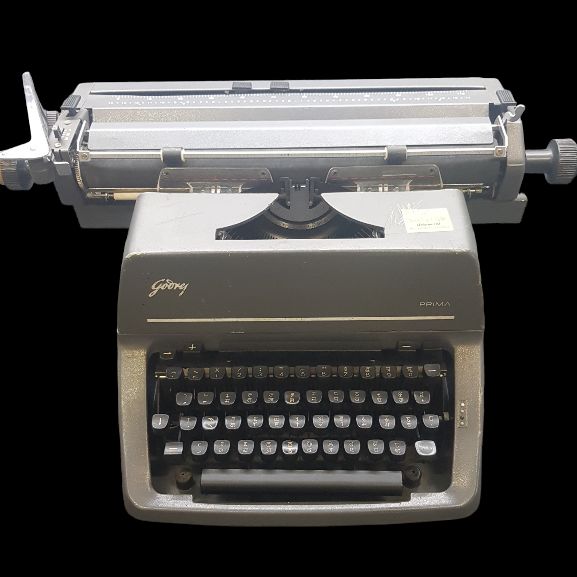 Image of Godrej Prima Hindi Keyboard Typewriter. Desktop Typewriter. Indian Made. Available from universaltypewritercompany.in