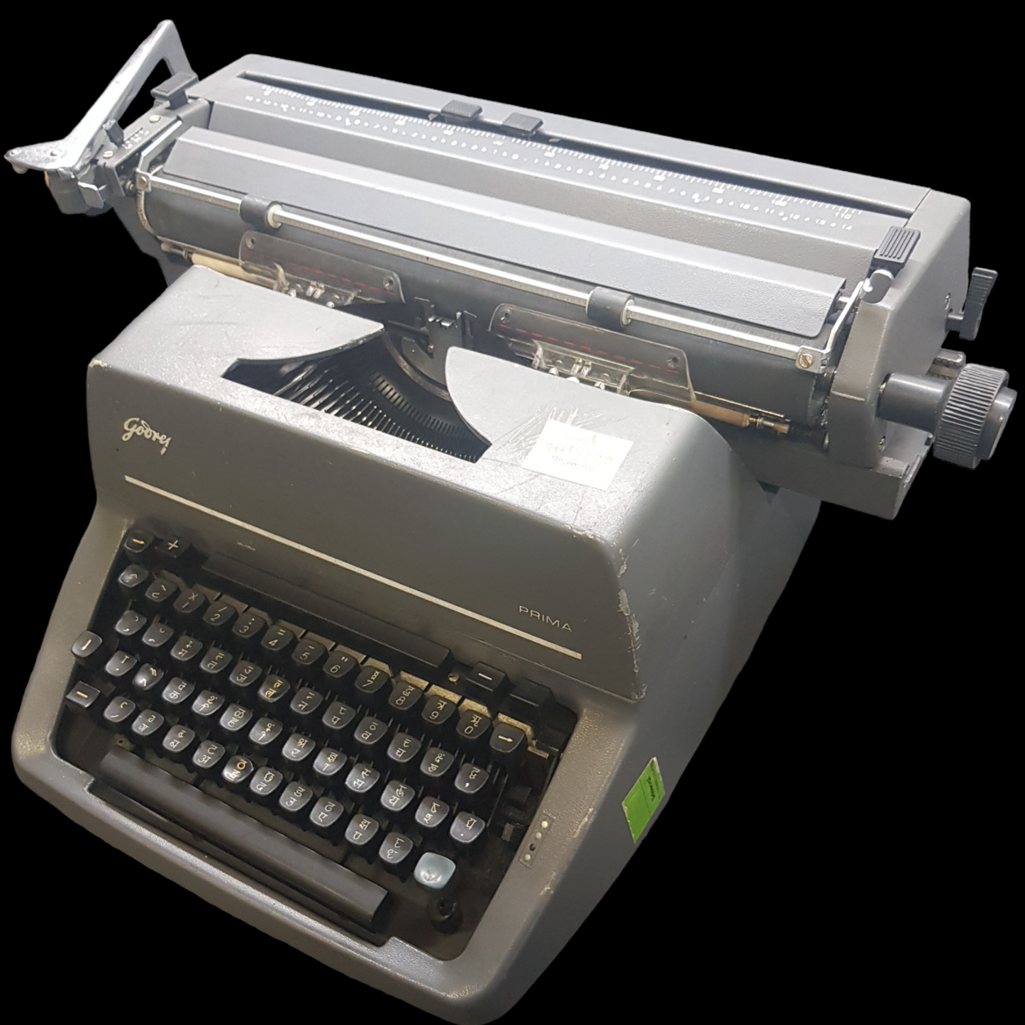 Image of Godrej Prima Hindi Keyboard Typewriter. Desktop Typewriter. Indian Made. Available from universaltypewritercompany.in