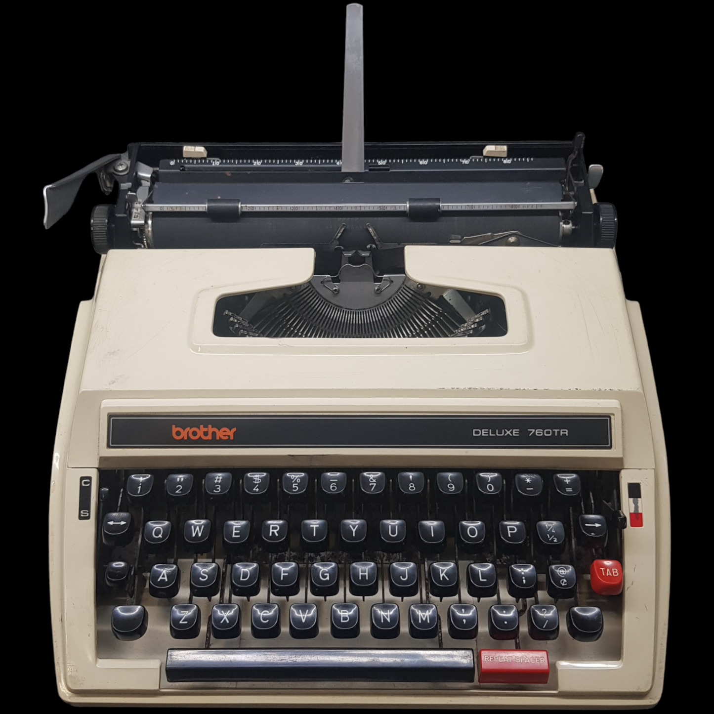 Image of Brother 760 TR Typewriter. Portable Typewriter. Fibre Body with TAB. Made in Japan. Available from universaltypewritercompany.in.