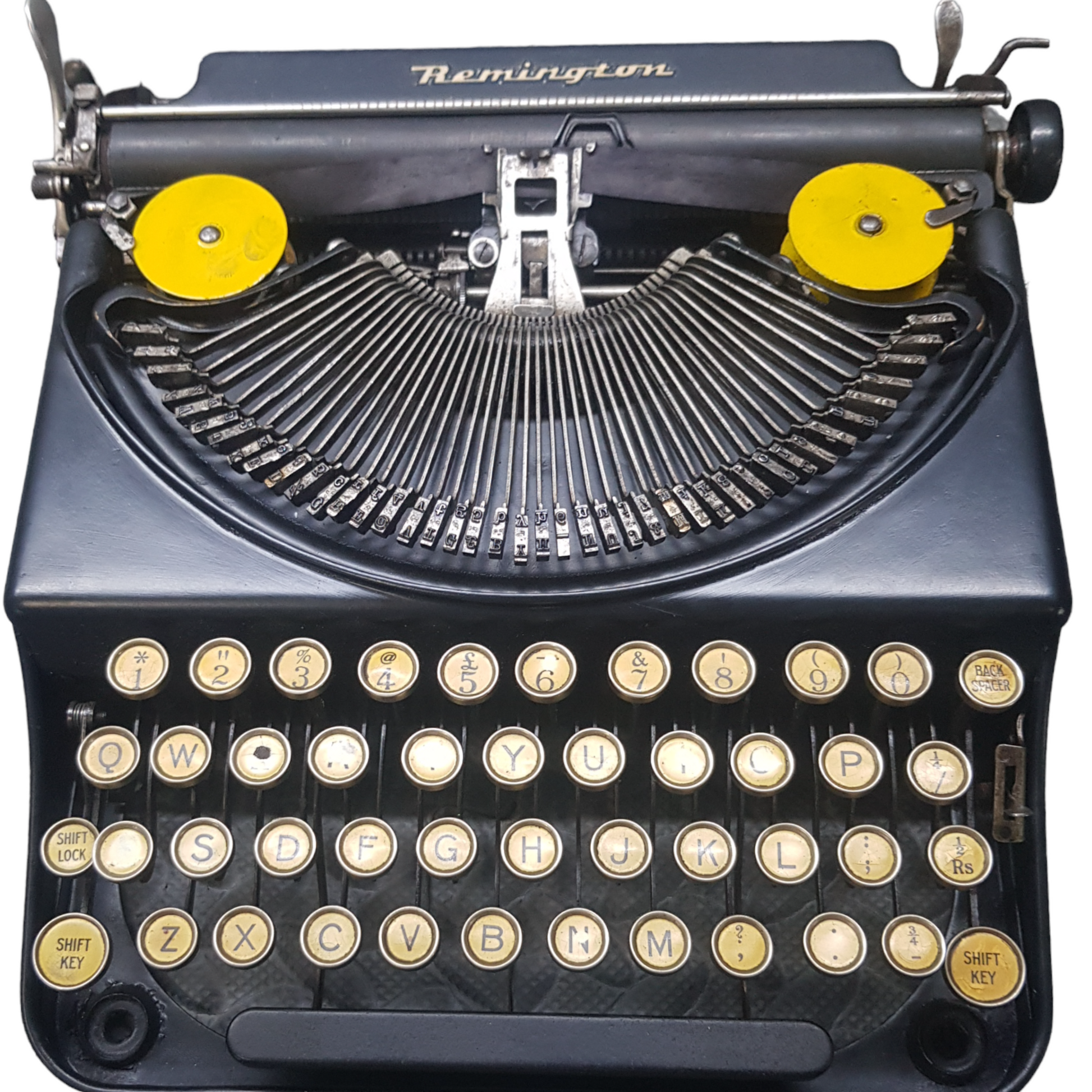 Image of Remington Mode 2 Lifting Typewriter. A Rare Antique Century old Metal Keyring Portable Typewriter. Made in the USA. Available from Universal Typewriter Company.
