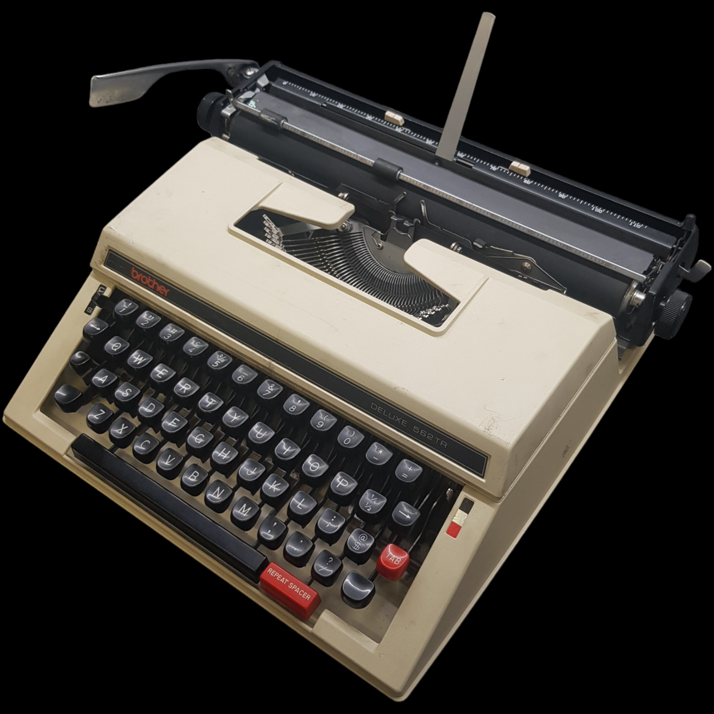 Image of Brother 562 TR Typewriter. Portable Typewriter. Fibre Body with TAB. Made in Japan. Available from universaltypewritercompany.in.
