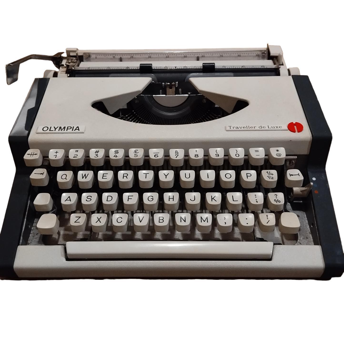 Image of Olympia Traveller de Luxe Typewriter. Available from universaltypewritercompany.in