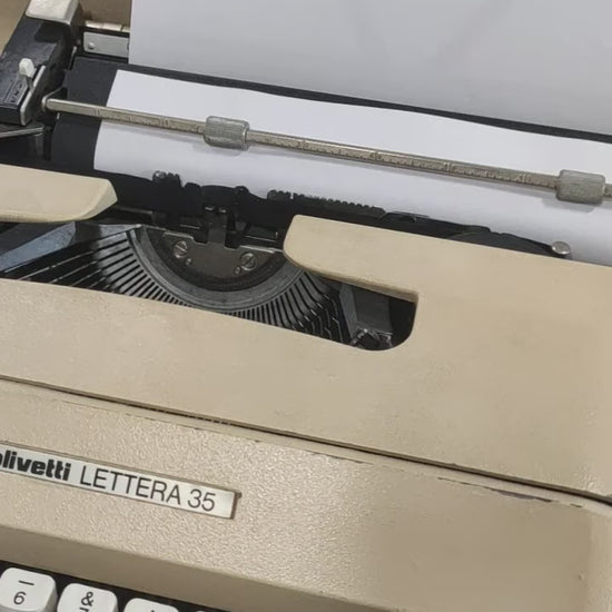 Video of Olivetti Lettera 35 Typewriter. Portable Typewriter. Made in Europe. Available with cover. Available from universaltypewritercompany.in