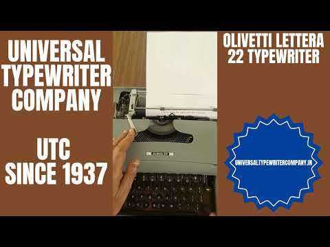 Typing Demonstration Video of Olivetti Lettera 22 Typewriter.
Available from universaltypewritercompany.in