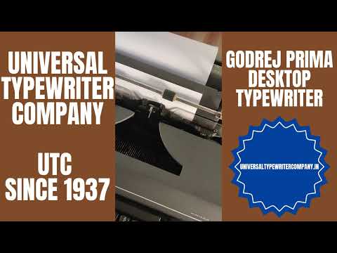 Typing Demonstration Video of Godrej Prima English Keyboard Typewriter. Available from universaltypewritercompany.in