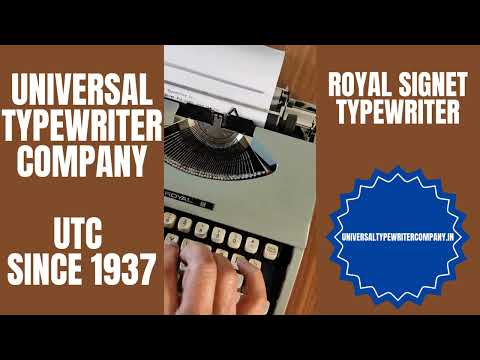 Typing Demonstration Video of Royal Signet Typewriter. Available from universaltypewritercompany.in